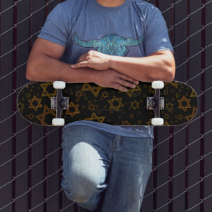 SlipperyJoe's Hanukkah-themed Star David artistic Skateboard