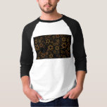 SlipperyJoe's Hanukkah-themed Star David artistic  T-Shirt<br><div class="desc">SlipperyJoe's Hanukkah-themed Star David artistic candlelight festive glow light and resilience themes modern reverent for Jewish holidays varying sizes metallic tones gold bronze deep brown rich black background evokes Hebrew tradition elegance symmetrical pattern gifts decorations rhythmic ceremonial visual flow significant symbol religion</div>