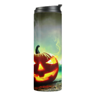 SlipperyJoe's Happy Halloween cemetery graveyard c Thermal Tumbler