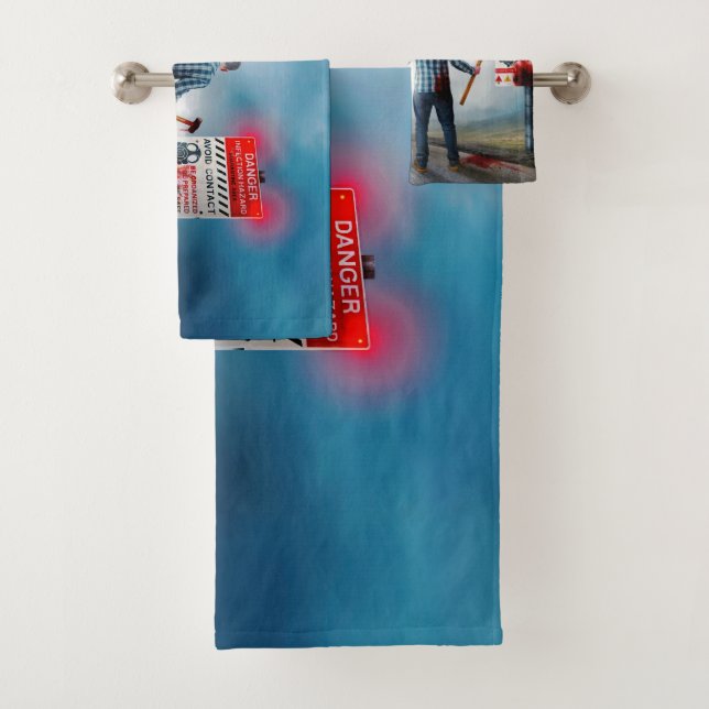 SlipperyJoe's happy Halloween glowing eyes zombies Bath Towel Set (Insitu)