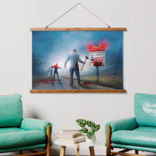 SlipperyJoe's happy Halloween glowing eyes zombies Hanging Tapestry
