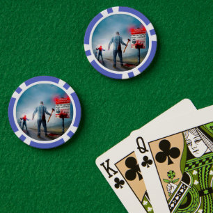 SlipperyJoe's happy Halloween glowing eyes zombies Poker Chips