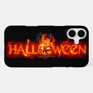 SlipperyJoe's Happy Halloween pumpkin glowing eyes iPhone 16 Plus Case