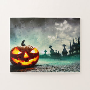 SlipperyJoe's Happy Halloween pumpkin LGBTQIA scar Jigsaw Puzzle