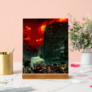 SlipperyJoe's Happy Halloween scary zombie apocaly Acrylic Sign