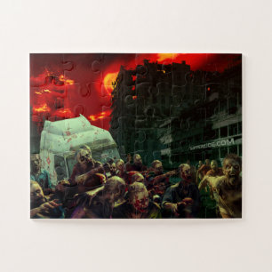 SlipperyJoe's Happy Halloween scary zombie apocaly Jigsaw Puzzle