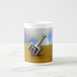 SlipperyJoe's Happy Hanukkah four-sided spinning t Bone China Mug<br><div class="desc">SlipperyJoe's Happy Hanukkah four-sided spinning top dreidel artistic Celebration Candles Jewish Hebrew Chanukah gifts decorations Judaism religion Hebrew letter Nun traditional toy children adult game cultural symbol metallic shiny finish wooden surface</div>