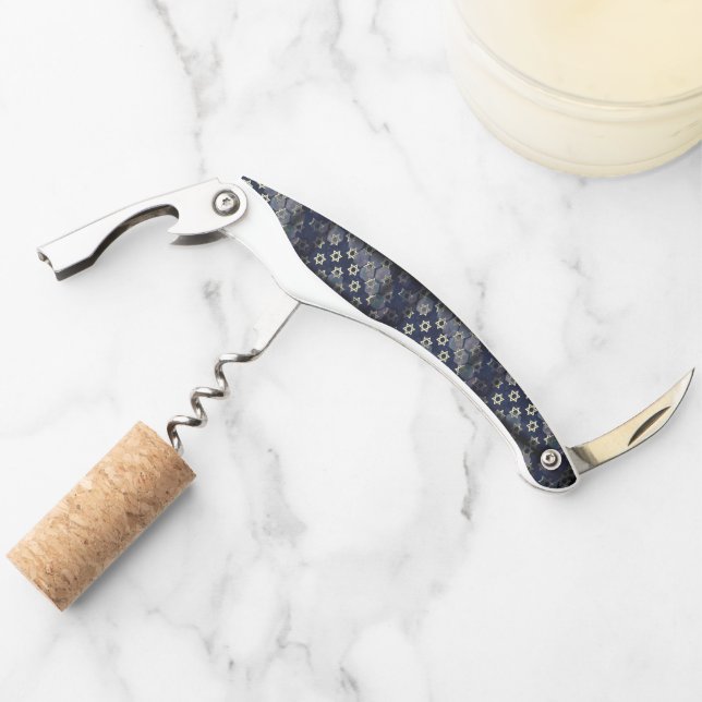 SlipperyJoe's Happy Hanukkah multiple Star of Davi Corkscrew (Front)
