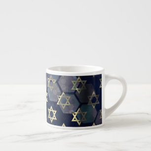 SlipperyJoe's Happy Hanukkah multiple Star of Davi Espresso Cup