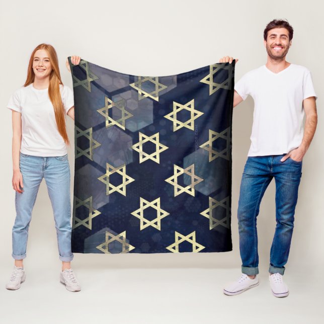 SlipperyJoe's Happy Hanukkah multiple Star of Davi Fleece Blanket (In Situ)