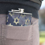 SlipperyJoe's Happy Hanukkah multiple Star of Davi Hip Flask<br><div class="desc">SlipperyJoe's Happy Hanukkah multiple Star of David symbols artistic Celebration Jewish Hebrew Chanukah gifts decorations Judaism religion significant symbol relevant cultural religious contexts various hexagonal shapes dark blue purple hues dark abstract background layered textured appearance</div>
