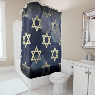 SlipperyJoe's Happy Hanukkah multiple Star of Davi Shower Curtain