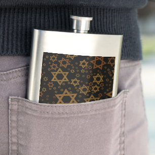 SlipperyJoe's Happy Hanukkah multiple Stars of Dav Hip Flask