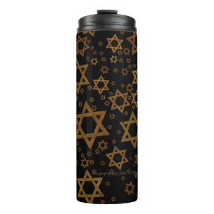 SlipperyJoe's Happy Hanukkah multiple Stars of Dav Thermal Tumbler