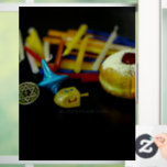 SlipperyJoe's Happy Hanukkah Star of David coin me<br><div class="desc">SlipperyJoe's Happy Hanukkah Star of David coin menorah colourful candles Celebration Jewish sufganiyah treat Hebrew Chanukah dreidels traditional spinning tops gifts decorations Judaism religion artistic jelly-filled doughnut powdered sugar</div>