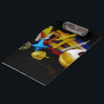 SlipperyJoe's Happy Hanukkah Star of David coin me Clipboard<br><div class="desc">SlipperyJoe's Happy Hanukkah Star of David coin menorah colourful candles Celebration Jewish sufganiyah treat Hebrew Chanukah dreidels traditional spinning tops gifts decorations Judaism religion artistic jelly-filled doughnut powdered sugar</div>