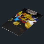 SlipperyJoe's Happy Hanukkah Star of David coin me Clipboard<br><div class="desc">SlipperyJoe's Happy Hanukkah Star of David coin menorah colourful candles Celebration Jewish sufganiyah treat Hebrew Chanukah dreidels traditional spinning tops gifts decorations Judaism religion artistic jelly-filled doughnut powdered sugar</div>