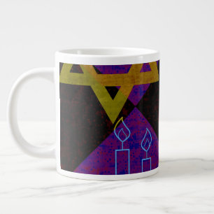 SlipperyJoe's Happy Hanukkah Star of David menorah Large Coffee Mug