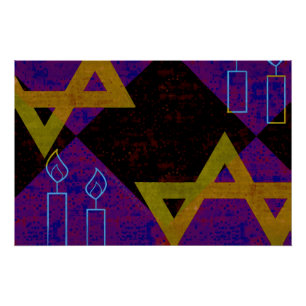 SlipperyJoe's Happy Hanukkah Star of David menorah Poster