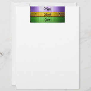 SlipperyJoe's Happy Mardi Gras purple gold green b Custom Letterhead