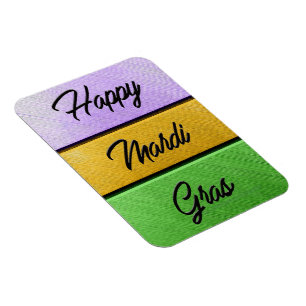SlipperyJoe's Happy Mardi Gras purple gold green b Magnet