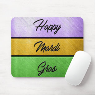 SlipperyJoe's Happy Mardi Gras purple gold green b Mouse Pad