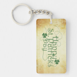 SlipperyJoe's Happy St. Patrick's Day holiday Iris Key Ring