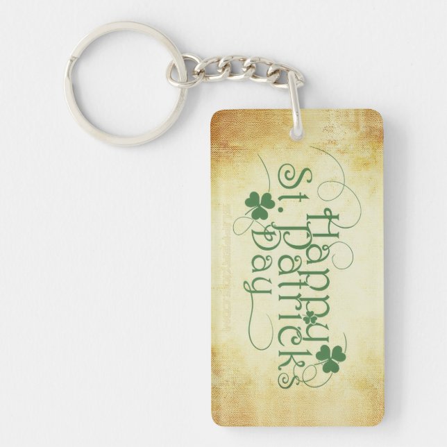 SlipperyJoe's Happy St. Patrick's Day holiday Iris Key Ring (Front)