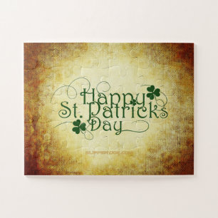 SlipperyJoe's Happy St. Patrick's Day three-leaf c Jigsaw Puzzle