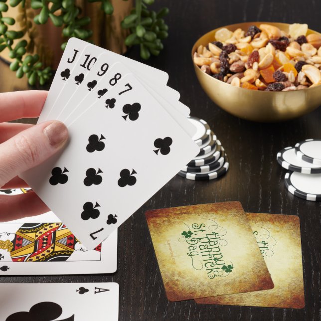 SlipperyJoe's Happy St. Patrick's Day three-leaf c Playing Cards (In Situ)