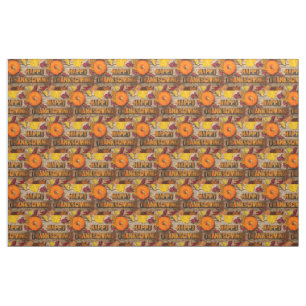 SlipperyJoe's Happy Thanksgiving pumpkin dried lea Fabric