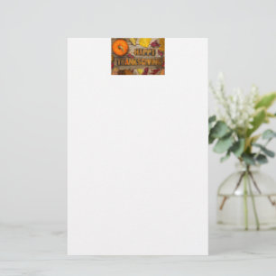 SlipperyJoe's Happy Thanksgiving pumpkin dried lea Stationery