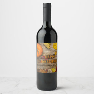SlipperyJoe's Happy Thanksgiving pumpkin dried lea Wine Label
