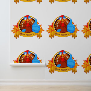 SlipperyJoe's Happy Turkey Day autumn leaves carto Wallpaper