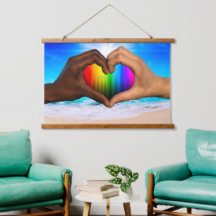 SlipperyJoe's Hearted hands interracial male hands Hanging Tapestry