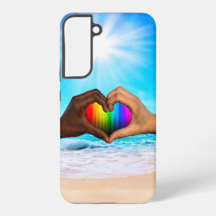 SlipperyJoe's Hearted hands interracial male hands Samsung Galaxy Case