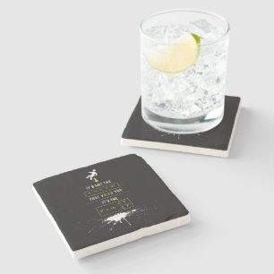 SlipperyJoe's high-contrast physics gag bold arrow Stone Coaster