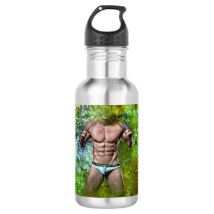 SlipperyJoe's highly muscular adult man shirtless  532 Ml Water Bottle