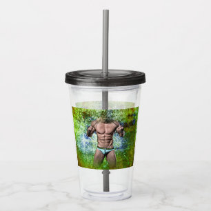 SlipperyJoe's highly muscular adult man shirtless  Acrylic Tumbler