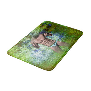 SlipperyJoe's highly muscular adult man shirtless  Bath Mat