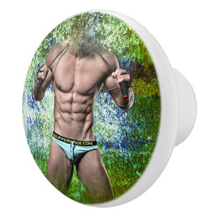 SlipperyJoe's highly muscular adult man shirtless  Ceramic Knob