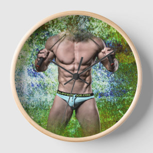 SlipperyJoe's highly muscular adult man shirtless  Clock