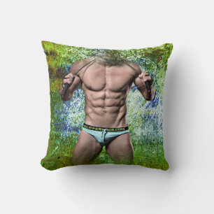 SlipperyJoe's highly muscular adult man shirtless  Cushion