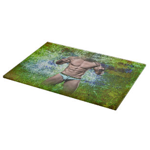 SlipperyJoe's highly muscular adult man shirtless  Cutting Board