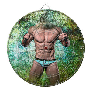 SlipperyJoe's highly muscular adult man shirtless  Dartboard