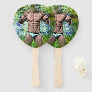 SlipperyJoe's highly muscular adult man shirtless  Hand Fan
