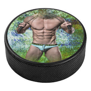 SlipperyJoe's highly muscular adult man shirtless  Hockey Puck
