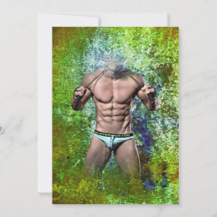 SlipperyJoe's highly muscular adult man shirtless  Holiday Card