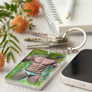 SlipperyJoe's highly muscular adult man shirtless  Key Ring