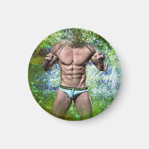 SlipperyJoe's highly muscular adult man shirtless  Magnet